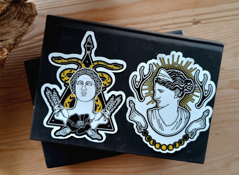Greek mythology Goddess vinyl stickers, gothic stickers, pagan witch, occult hellenic polytheism Persephone, Hecate, Apphrodite, Artemis image 4