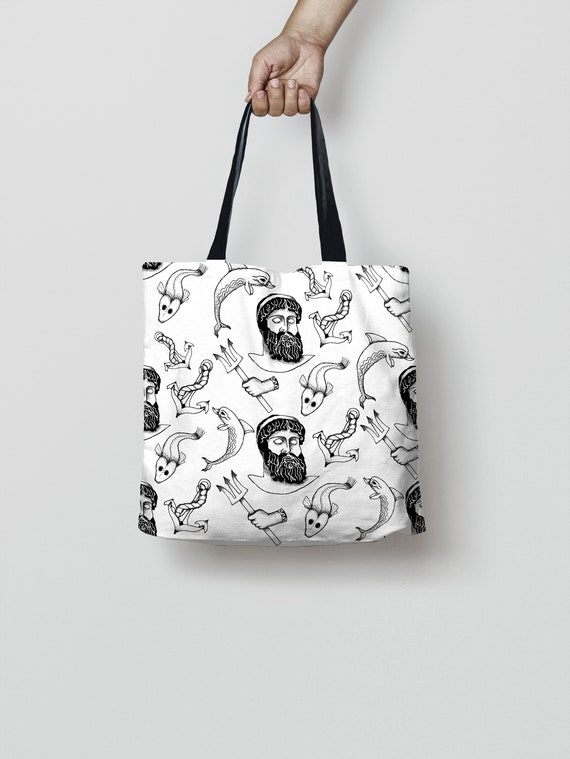 Double Sided Japanese Crane Birds and Greek mythology goddess high quality tote bag