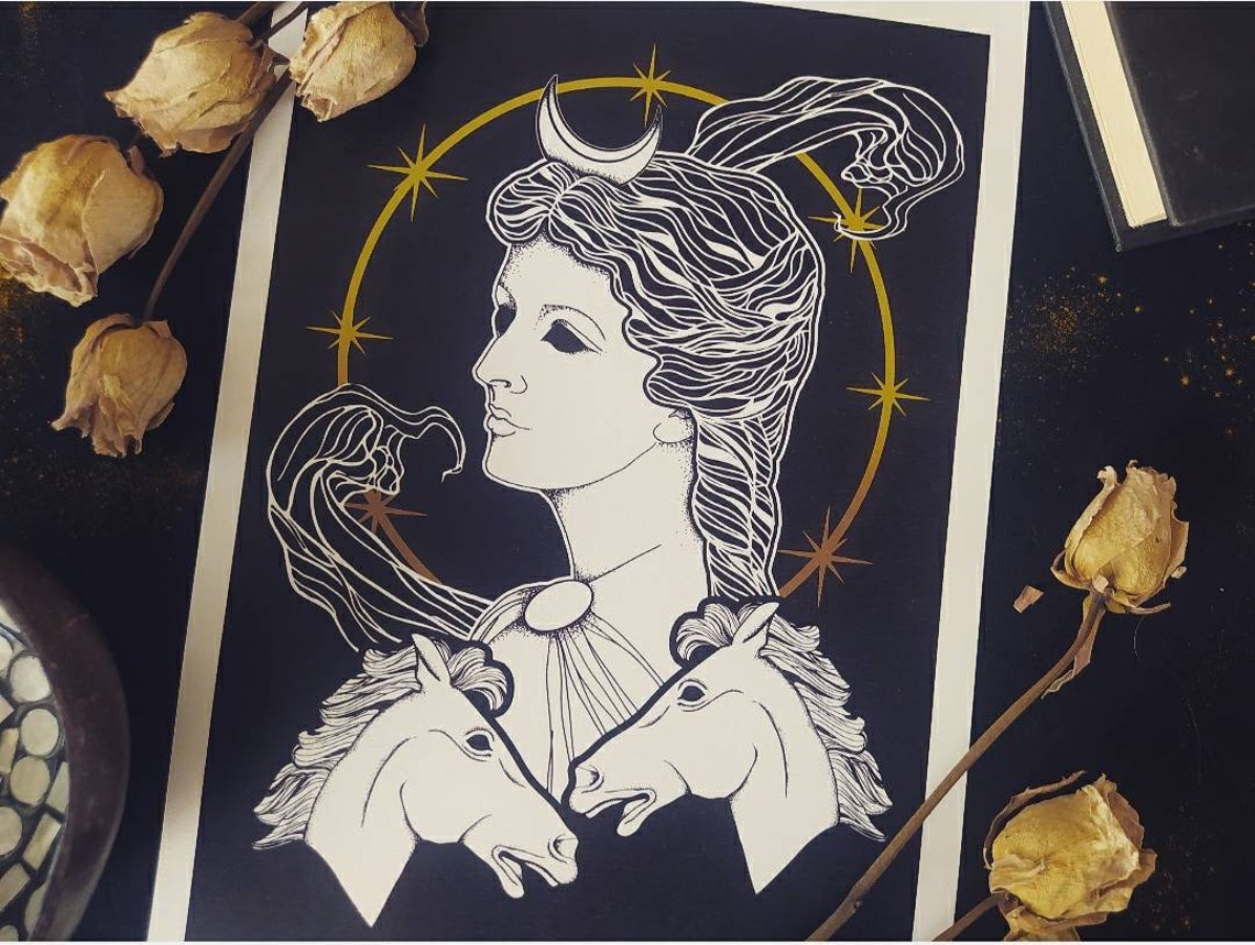 SELENE illustration grecque de déesse déesse de lune déesse Etsy
