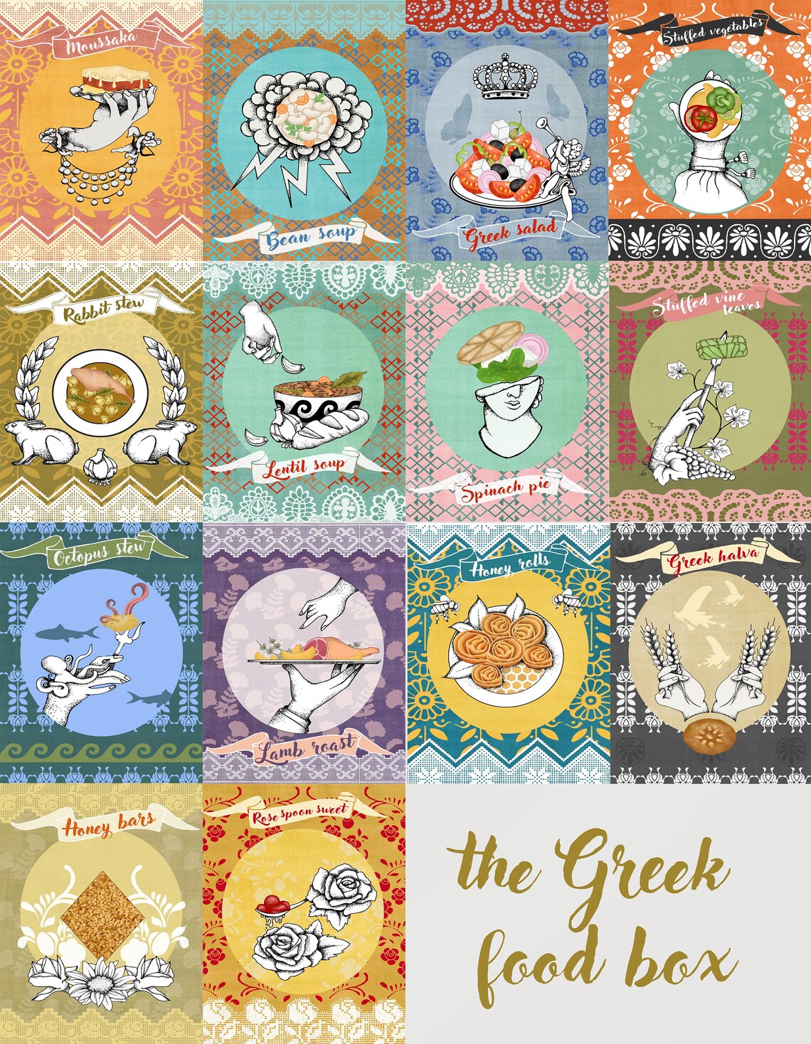 The Greek Food Box fun Greek gift Greek recipe cards Greek Etsy