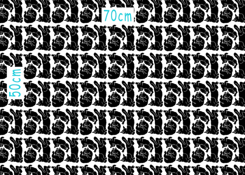 Cat wrapping paper, black cat gift wrap, sleeping cat poses, quirky cat gift wrap, animal wrapping paper, cat lover gift image 3