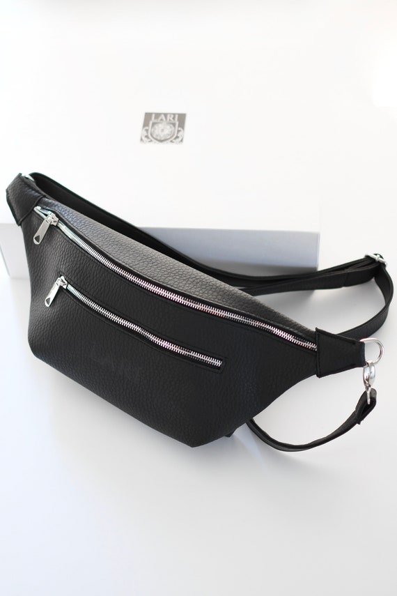 Faux Leather Fanny Pack Men Vegan Leather Bum Belly Waist Pack 
