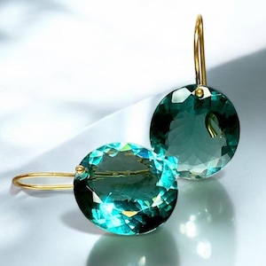 14K Gold Paraiba Tourmaline Drop Earrings: Handmade Statement Jewelry