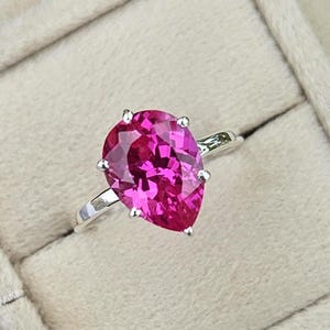 14k Gold Pink Tourmaline Ring: Sterling Silver Dainty Band