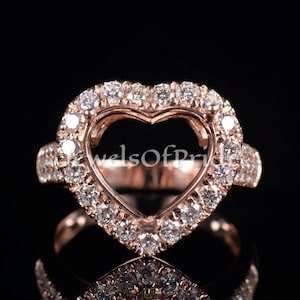 Sterling Silver Heart Ring Semi Mount: CZ Accent, Custom Gemstone Setting