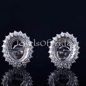 Oval 7x9mm Diamond Halo Sterling Silver Earring Semi Mount