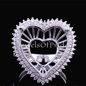 Sterling Silver Heart Ring Semi Mount: CZ Basket Setting