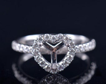 Heart ring Semi Mount,Heart semi mount ring,silver semi mount,anniversary ring,wedding ring,engagement ring,ring for women heart cut 6 MM