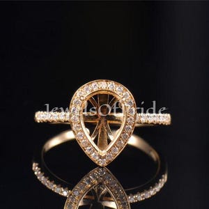 Pear 7x5MM Sterling Silver Semi Mount Ring: CZ Double Halo