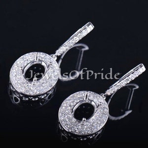 Sterling Silver Double Halo Earring Semi Mount: 7x5MM Oval Stone