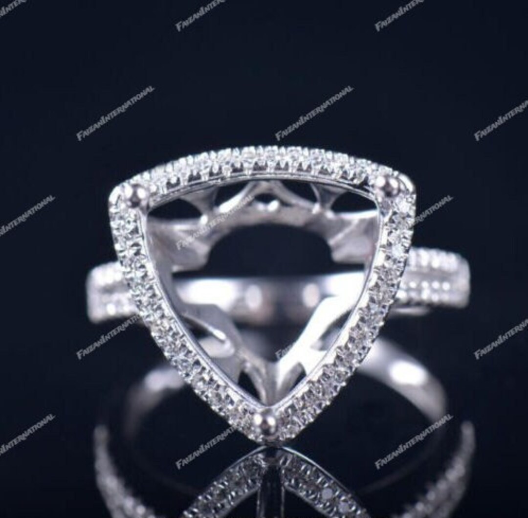 Trillion Cut Semi Mount,1212mm,diamond Halo Semi Mount,engagement Semi