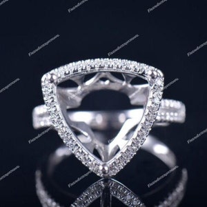 Trillion Cut semi mount,12×12MM,diamond halo semi mount,Engagement semi mount,wedding ring,anniversary ring,ring for women