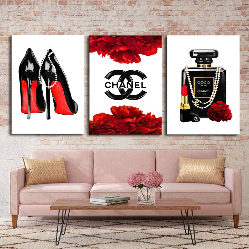 Fashion Wall Art Fashion Canvas Wall Art Fashion 3 Set Print Etsy