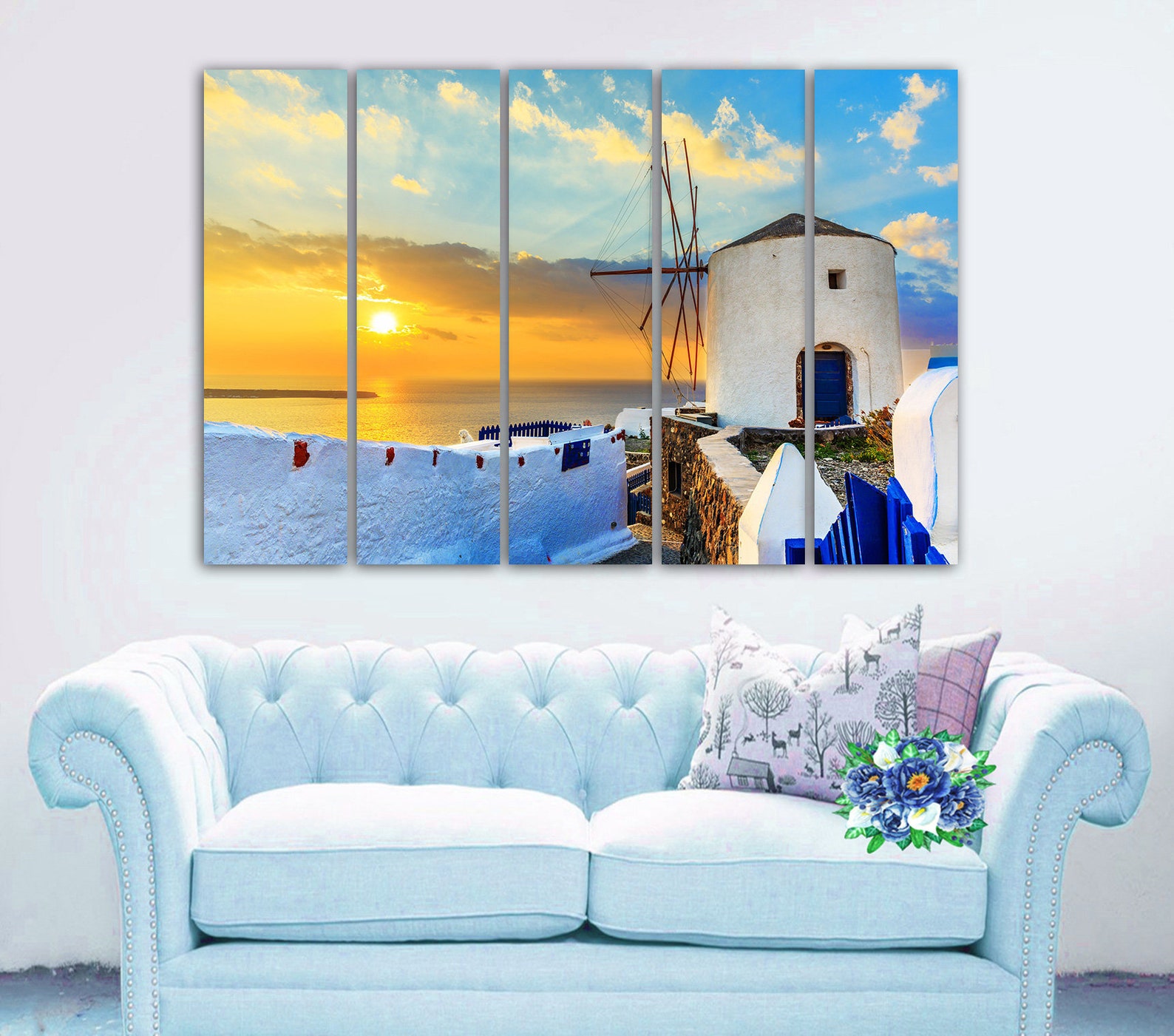Canvas Art Santorini Greece Canvas Wall Art Sunset Wall Art Etsy