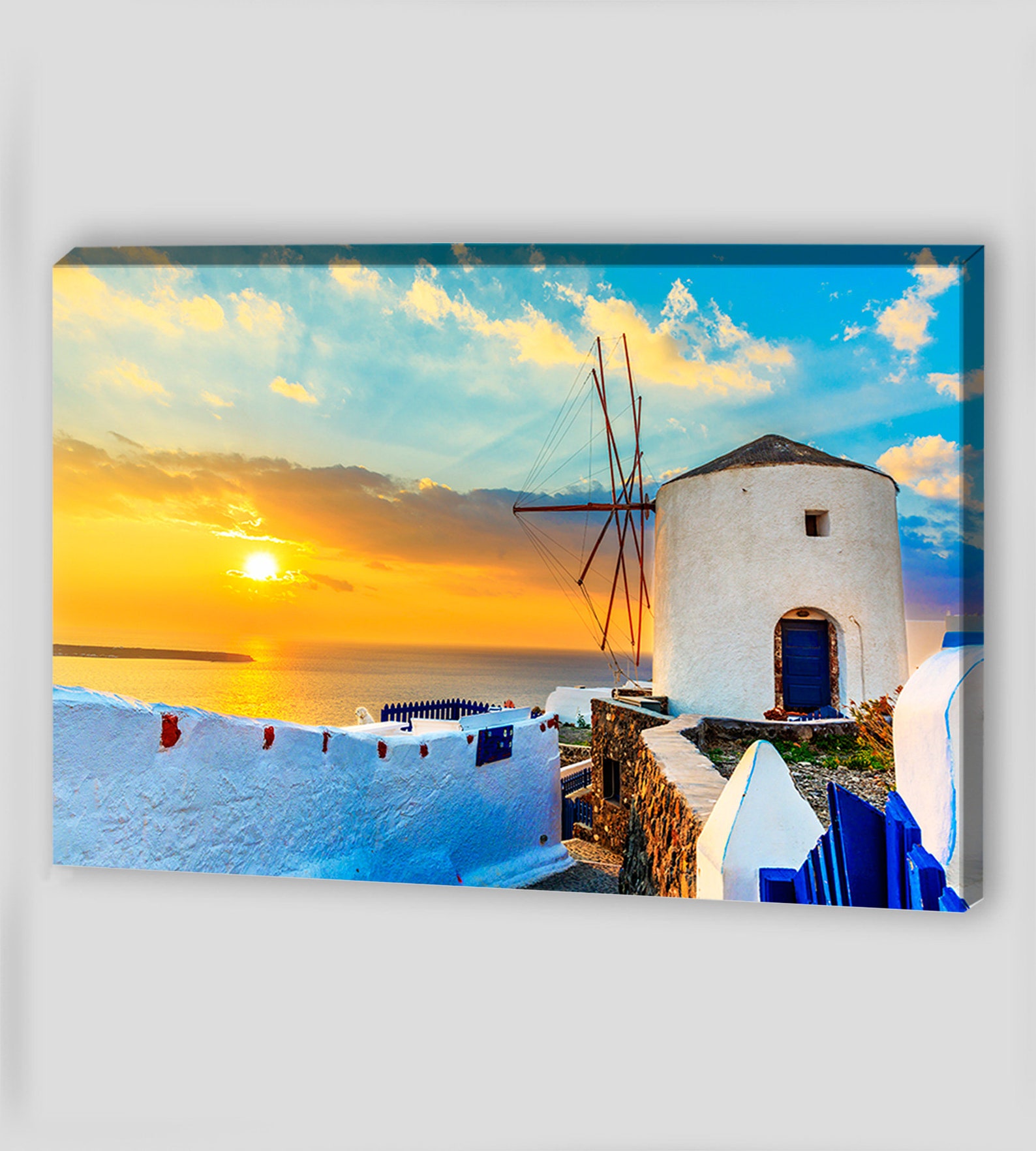 Canvas Art Santorini Greece Canvas Wall Art Sunset Wall Art Etsy