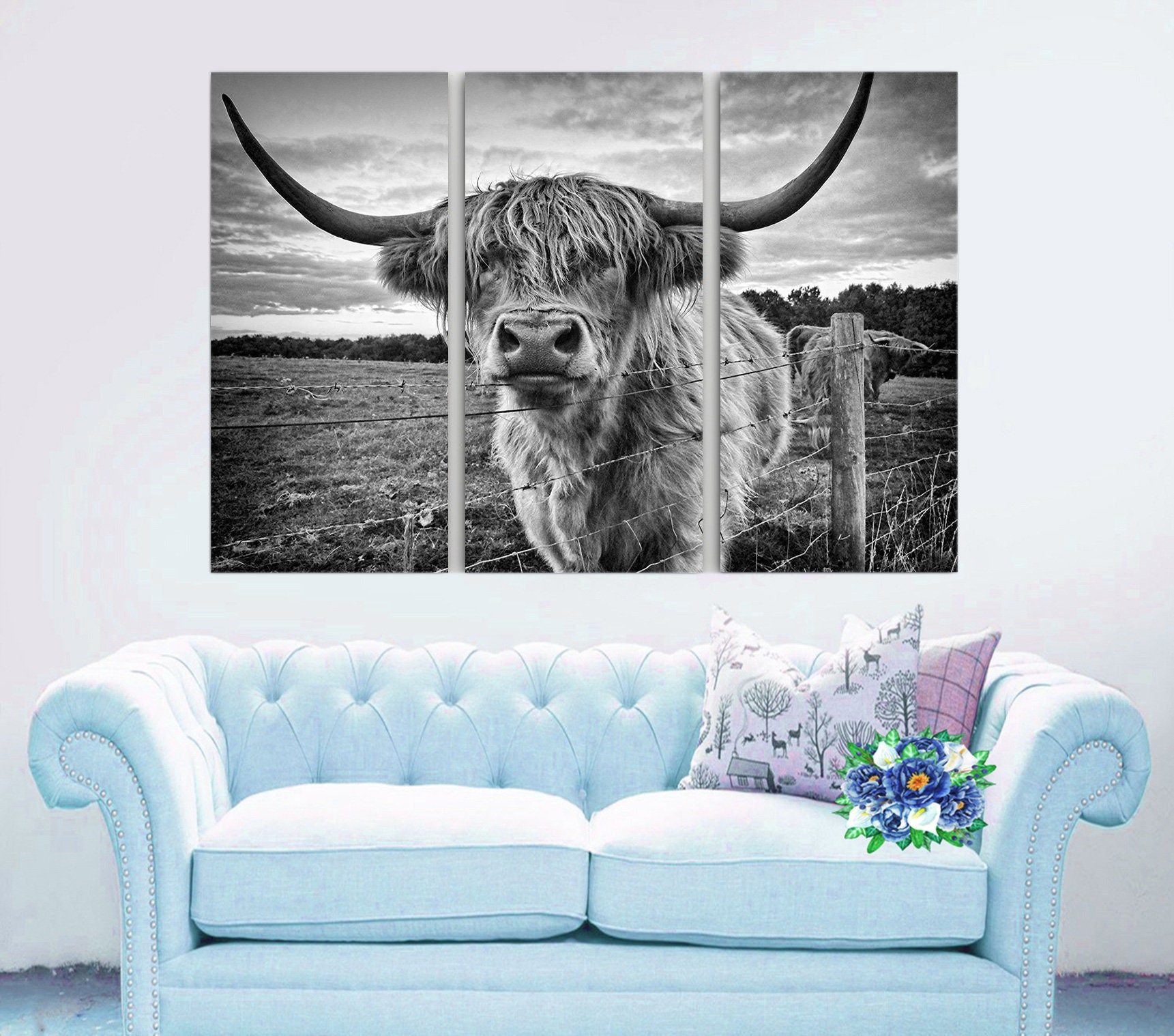 Canvas Art Highland Cow Wall Art Highland Cow Canvas Wall Art | Etsy