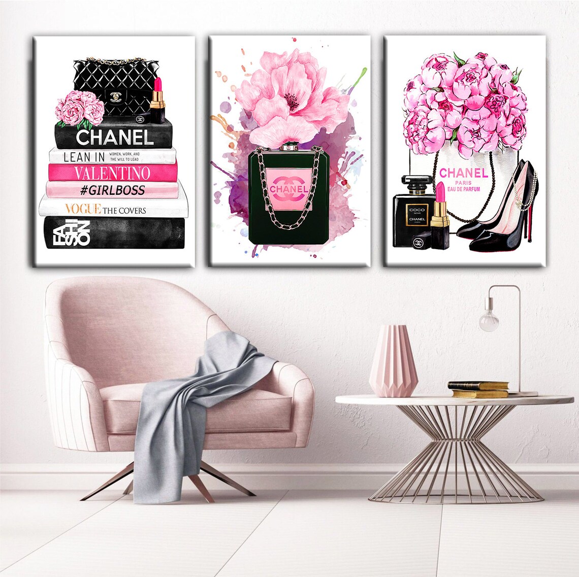 Fashion Wall Art Fashion Canvas Wall Art Fashion 3 Set Print Etsy