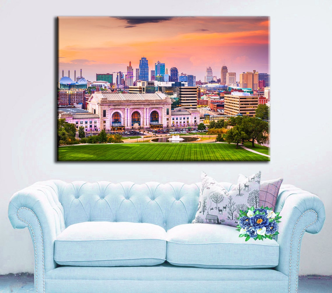 Canvas Art Kansas City Canvas Wall Art Kansas City Skyline Etsy