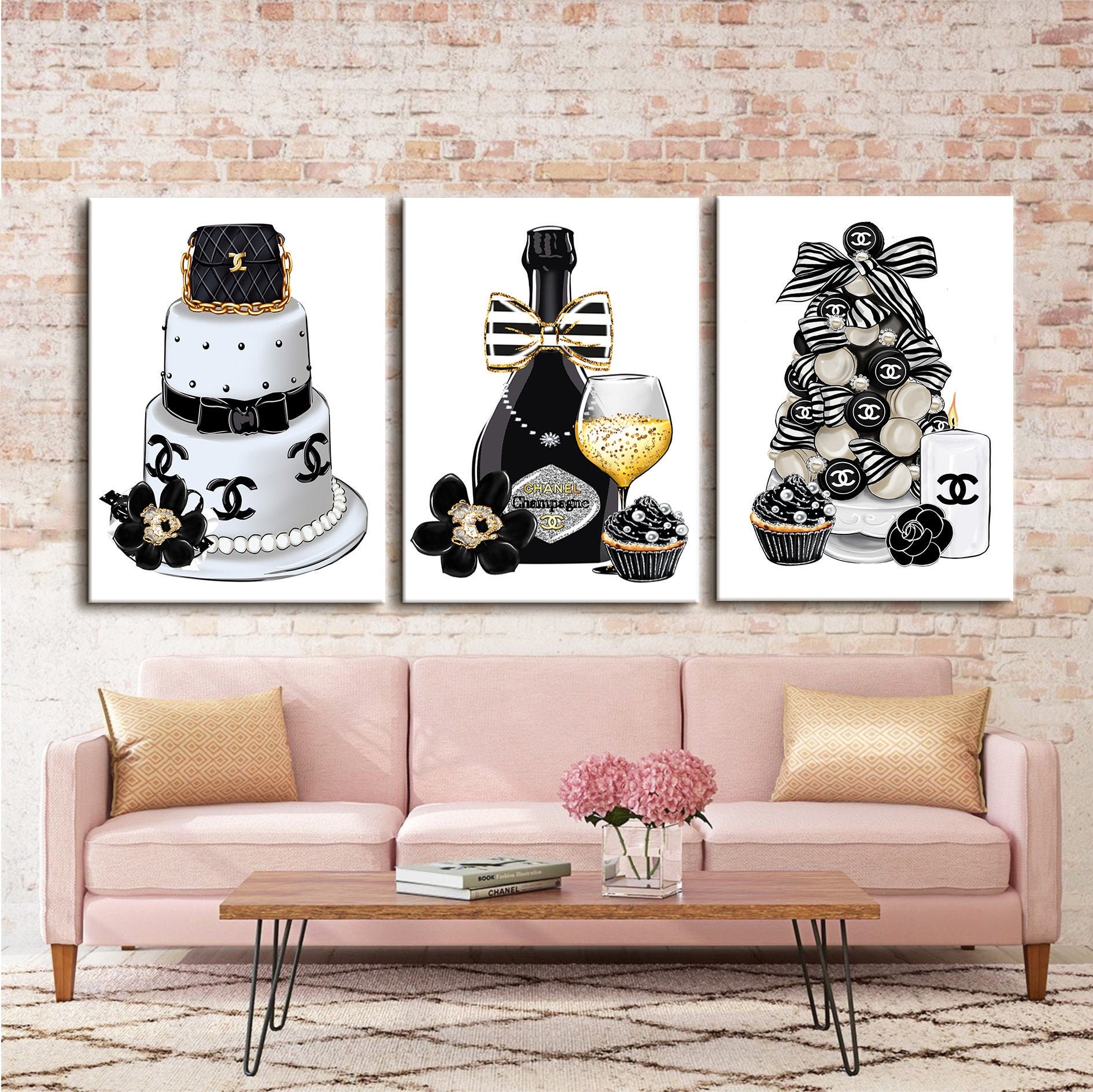 Fashion Wall Art Fashion Canvas Wall Art Fashion 3 Set Print Etsy