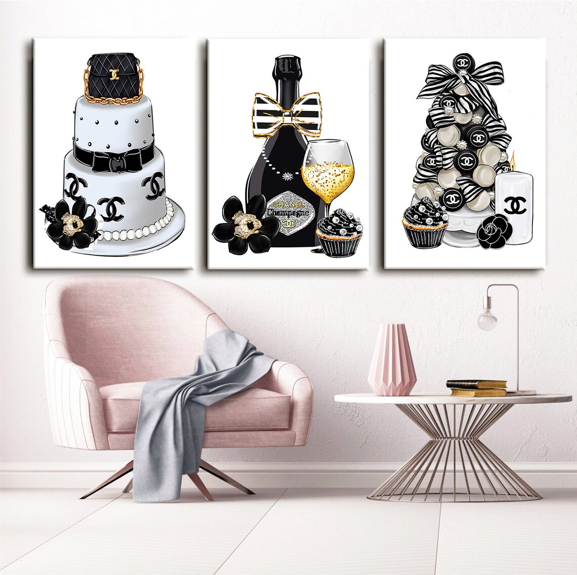 Fashion Wall Art Fashion Canvas Wall Art Fashion 3 Set Print | Etsy