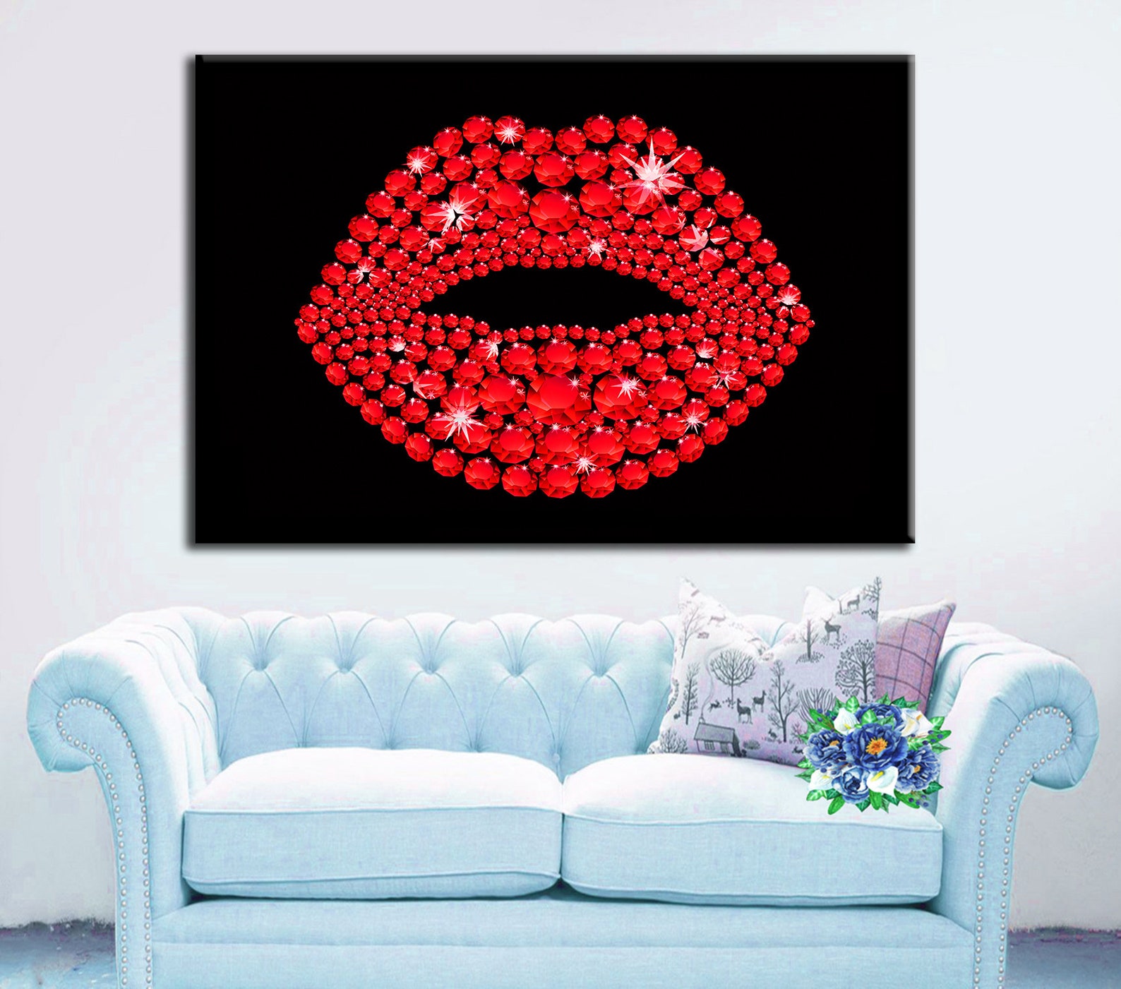 Lips Wall Art Canvas Wall Art Fashion Wall Art Fashion Prints Etsy