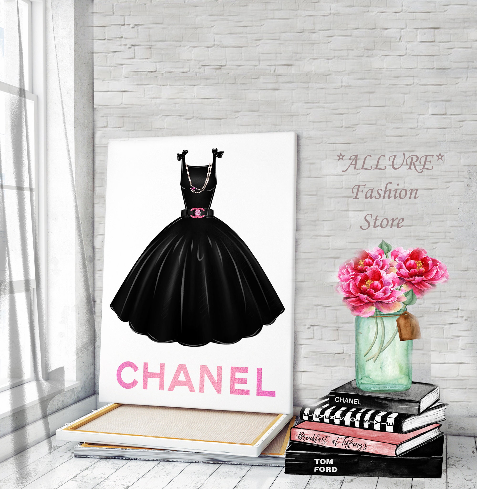 Fashion Wall Art Canvas Wall Art Fashion Prints Black Dress Etsy