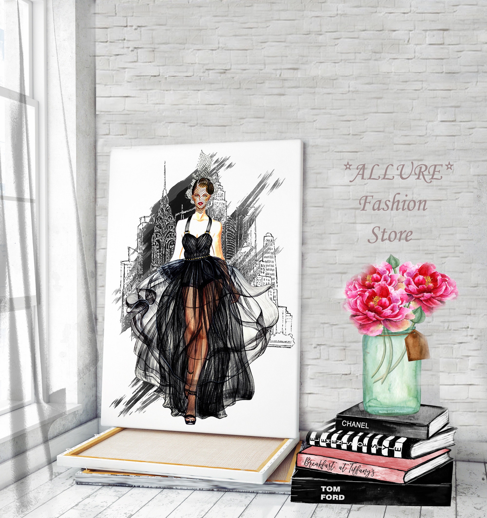 Fashion Wall Art Fashion Canvas Wall Art Girl Print Fashion Etsy