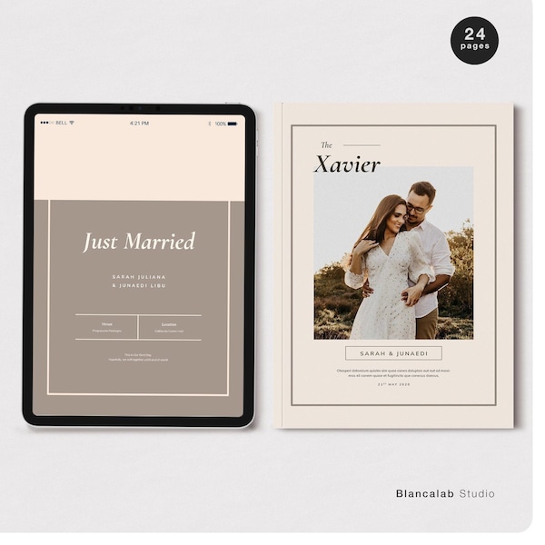 Wedding Photobook Template for Photographers, Welcome Package Marketing Bridal Guide Template, Canva, Indesign INSTANT DOWNLOAD - XAVIER