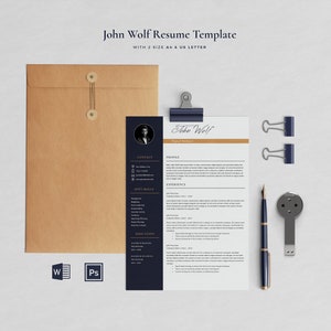 John Resume Template instant download for word | Professional CV design modern creative | A4 Letter | Resume 4 Pages