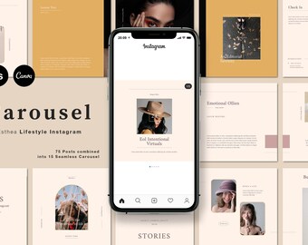 Esthea Lifestyle Carousel / photoshop, canva / Fashion Lifestyle Carousel instagram template - DESCARGA INSTANTÁNEA