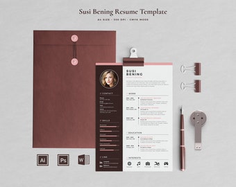 Susi Resume Template descarga instantánea para la palabra Diseño de CV profesional creativo moderno ? Carta A4 ? Reanudar 2 páginas