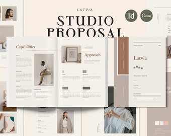 Studio Proposal Template for Creative Studio, Brochure Package Marketing Company Guide Template, Canva, Indesign INSTANT DOWNLOAD - Letonia
