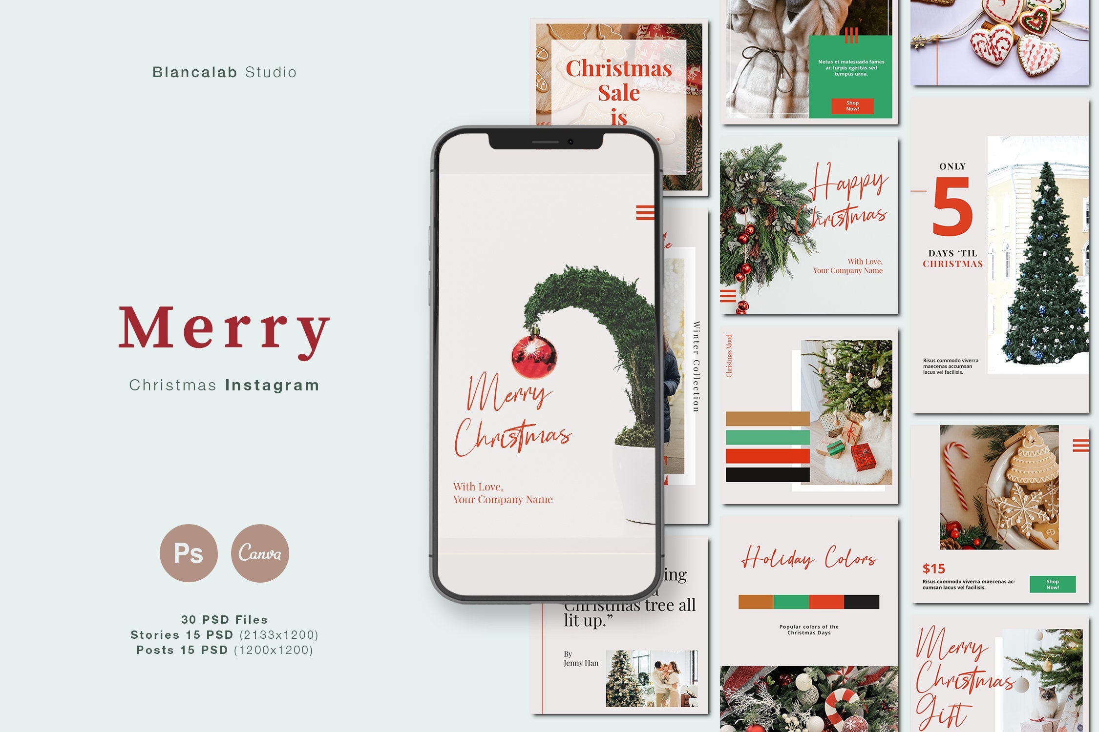 Merry Christmas Social Media Pack Canva Psd Winter Etsy de