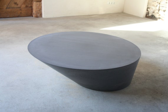 Beton Couchtisch Rund Beistelltisch RONDO Organisch Design Stein Grau Anthrazit Travertin Beige Sand Creme Braun