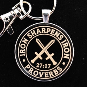 Iron Sharpens Iron Key Chain, Iron Sharpens Iron Gift, Men&#39;s Ministry Gift, Christian Jewelry,Christian Gift, Church Gift,Men&#39;s Retreat Gift