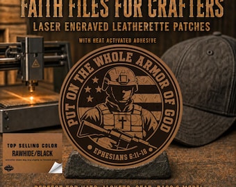 Put On The Whole Armor Of God Hat Patch, Christian Hat Patch, Christian Leatherette Hat Patch, Laser Engraved Custom Hat Patch,