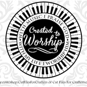 Créé pour adorer le Svg, élever un alléluia Svg, avec de la musique, je loue Dieu Svg, avec ma vie, je l'adore Svg, au nom de Jésus, je joue du piano Svg,