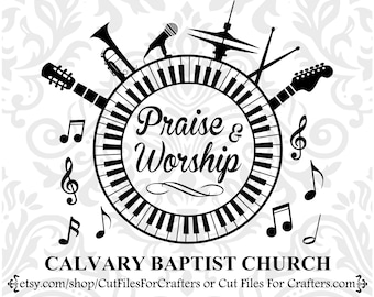 Personalized Church Praise And Worship Svg, Worship Team Svg, Guitar Svg, Electric Guitar Svg,Drums Svg,Trumpet Svg,Microphone Svg,Piano Svg