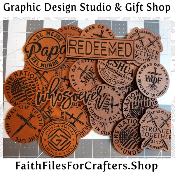 Christian Hat Patch, Christian Leatherette Hat Patch, Hydbond Leatherette Hat Patch, Pick A Hat Patch, Laser Engraved Custom Hat Patch