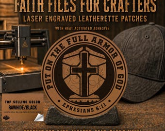 Put On The Whole Armor Of God Hat Patch, Christian Hat Patch, Christian Leatherette Hat Patch, Laser Engraved Custom Hat Patch,