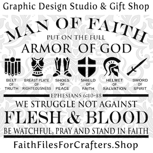 Man Of Faith Svg, Armor Of God Svg, Ephesians 6:10-18 Svg, We Wrestle Not Against Flesh and Blood Svg, Stand Firm In Faith and Pray Svg