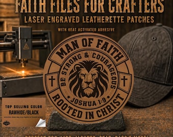 Man Of Faith Rooted In Christ Hat Patch, Christian Hat Patch, Christian Leatherette Hat Patch, Laser Engraved Custom Hat Patch