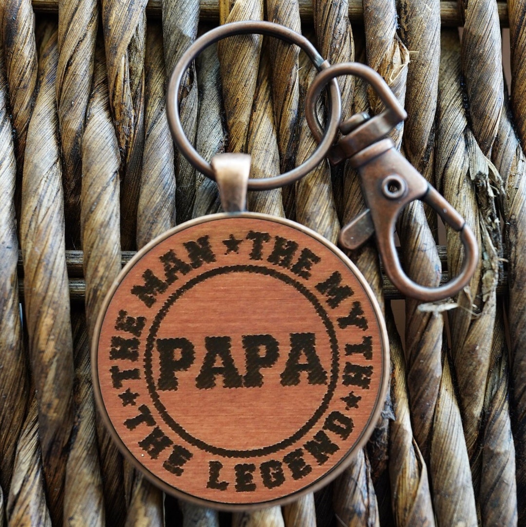 The Man the Myth the Legend Papa Laser Engraved Key Chain, Papa Gift