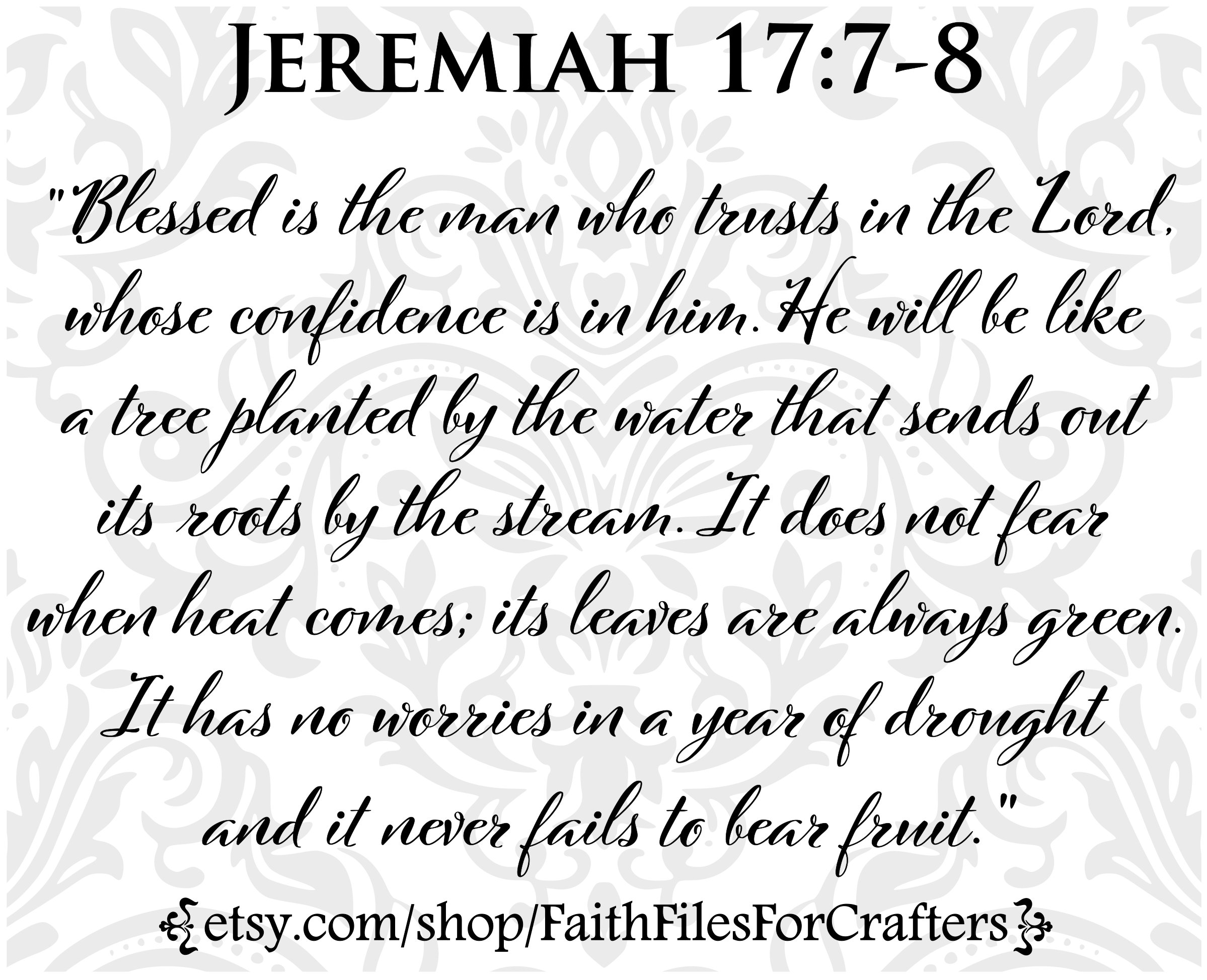 Blessed is the Man Svg, Jeremiah 17:7-8 Svg, Christian Print Svg
