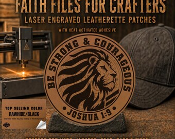 Be Strong And Courageous Hat Patch, Christian Hat Patch, Christian Leatherette Hat Patch, Laser Engraved Custom Hat Patch, Joshua 1 9 Patch
