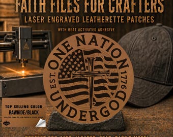 One Nation Under God Patch, Christian Hat Patch, Christian Leatherette Hat Patch, Faith Leatherette Patch, Laser Engraved Custom Hat Patch
