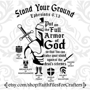 Armor of God Svg,Belt of Truth Svg,Sword of the Spirit svg,Shoes of Peace Svg,Shield of Faith Svg,Helmet of Salvation Svg,Ephesians 6:11 Svg