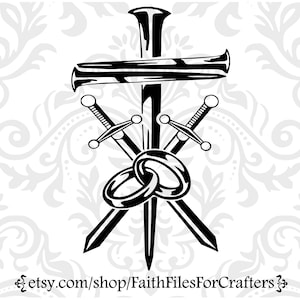 Cruz Svg, Uñas Cruzadas Svg, Anillos de Boda Svg, Espadas Svg, Christian Svg, Camisa Cristiana Svg, Sublimación Cristiana Svg, Tres Cord Strand Svg