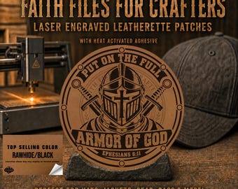 Put On The Whole Armor Of God Hat Patch, Christian Hat Patch, Christian Leatherette Hat Patch, Laser Engraved Custom Hat Patch,