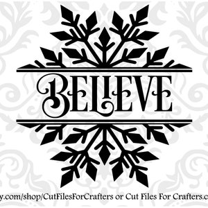 Floco de neve Svg, Believe Svg, Natal Svg, Monograma de Natal Svg, Monograma de floco de neve Svg, Floco de neve Svg, Monograma dividido de floco de neve Svg